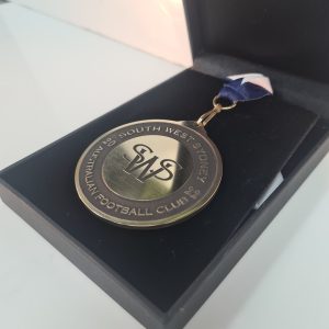 Custom gold medal for sport awards and sport trophies.